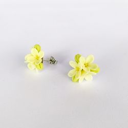 Summer earrings stud, Handmade, Yellow flower earrings