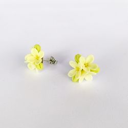 summer earrings stud, handmade, yellow flower earrings