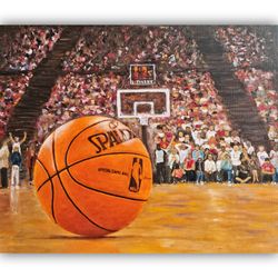 Basketball Ball Painting Sport Original Art Basketball Wall Art Sport Painting