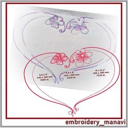 Heart with flowers. Easy design Machine embroidery design