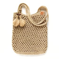 Handmade crochet jute shopper bag, Summer eco-Friendly bag for women