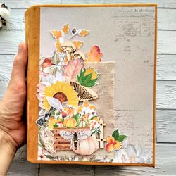 Fall junk journal handmade Nature junk book for sale Farm farmlife thick notebook Large pumpkin journal