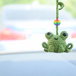 car charm frog car accessories, frog car decor gift for new driver, frog car charm gift ideas Pride month
