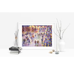 christmas skate ice rink watercolor printable files