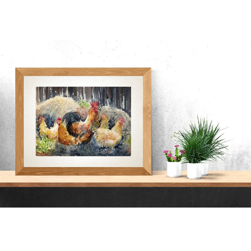 art poster wall summer good morning chicken hen cockerel print 1.jpg
