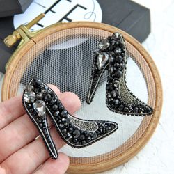 Brooch shoe Jewelry women Embroidered brooch Handmade shoe heel pin