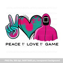 Peace / love / game, digital illustration, sublimation design