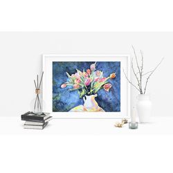tulips watercolor printable files