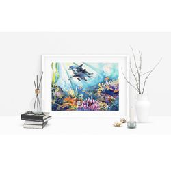 underwater seaworld watercolor printable files