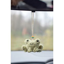 frog car accessories, lgbtq frog car decor, frog gifts, frog car decor for lesbian friend by KnittedToysKsu