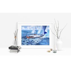 Yacht watercolor printable files