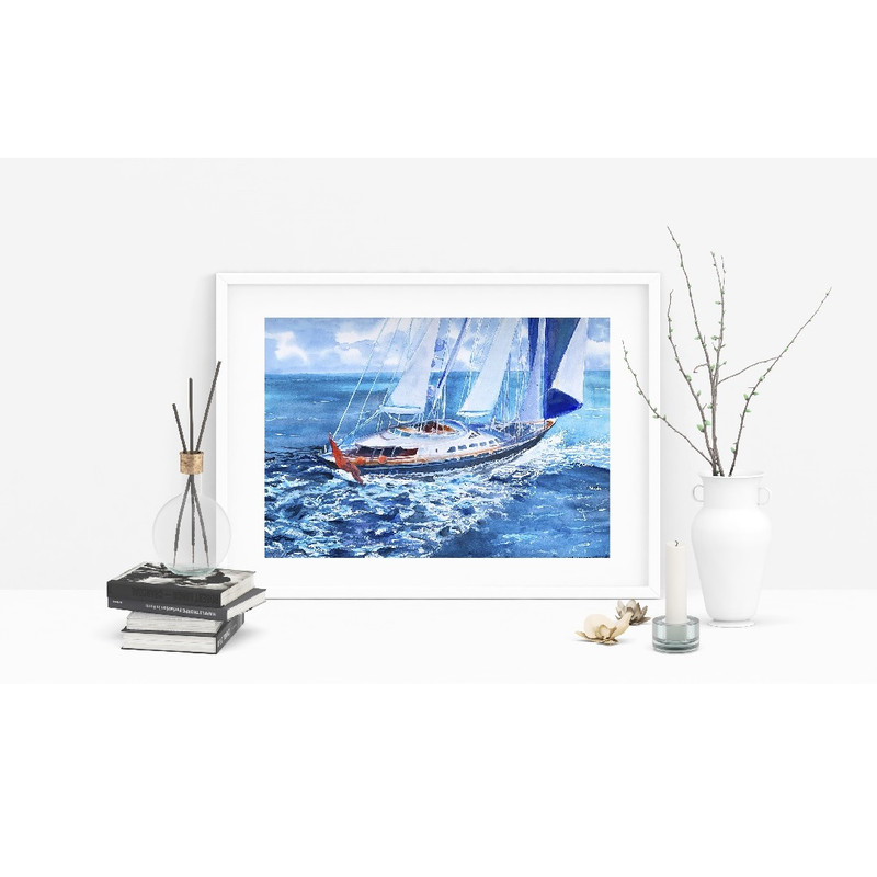 art poster wall decor watercolor yacht sea print 1.jpg