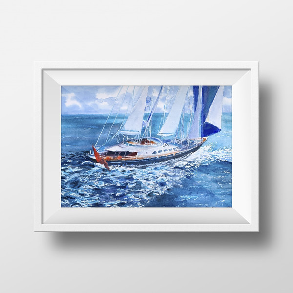 art poster wall decor watercolor yacht sea print 3.jpg