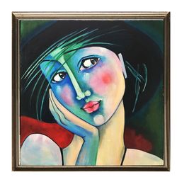 woman oil painting girl portrait artwork abstract art
