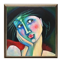 Woman Oil Painting Girl Portrait Artwork Abstract Art