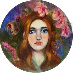 Garden Girl Oil Painting Cottagecore artwork Woman Portrait