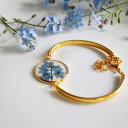 Forget-me-not bracelet Preserved flower jewelry Small dried flowers bracelet