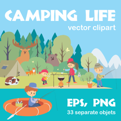 camping life | woodland adventure vector clipart