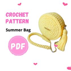 Crochet Bag Pattern, Round Bag, Shoulder Strap Purse, Summer Bag, Circle purse, Purse, Download PDF