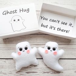 Ghost plush, Pocket hug in a box, Long distance gift for girlfriend, Daughter gift from mom, Long distance friendship