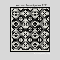 loop yarn finger knitted mosaic diamonds blanket pattern pdf download