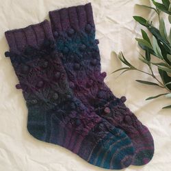 Warm knitted beautiful handmade socks
