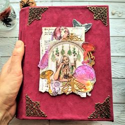 Herb witch junk journal handmade Grimoire journal for sale Thick large junk book blank