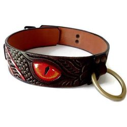 Dragon leather slave collar for women Submissive bondage bdsm collar