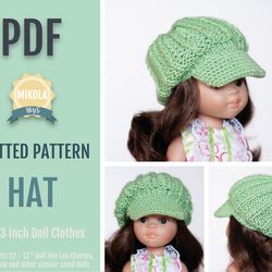 KNITTED PATTERN HAT 13 Inch Doll, How to knit for Paola Reina, Little Darling by Dianna Effner