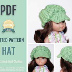 knitted pattern hat 13 inch doll, how to knit for paola reina, little darling by dianna effner