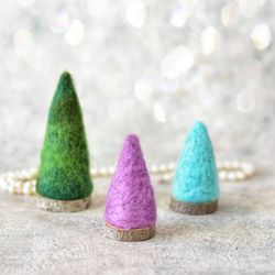 christmas home decor/needle felted trees/trees set/holiday table centerpiece