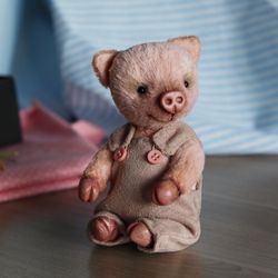 OOAK teddy pig, stuffed teddy toy, pig Dasha