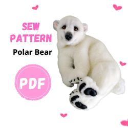 Polar Bear Pattern PDF, Sewing Pattern, Bear Pattern 15.7 inches (40 cm), Stuffed animal patterns,Pattern for sewing toy