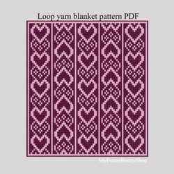 Loop yarn Heart Braids blanket pattern PDF