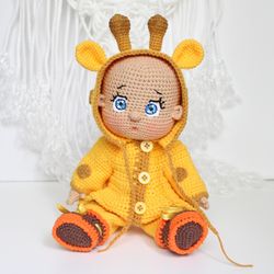 Doll boy crochet pattern  Amigurumi doll giraffe costume pattern PDF in English