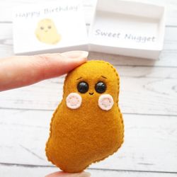 Chicken nugget plush, Pocket hug  in a box, Food pun cards, Funny Birthday gift, New parents gift, Valentines day gift