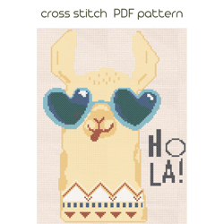 Lama cross stitch pattern, Modern embroidery, PDF pattern, Instant download /14/