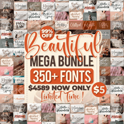 beautiful fonts mega bundle - calligraphy, signature, brush font and handwriting