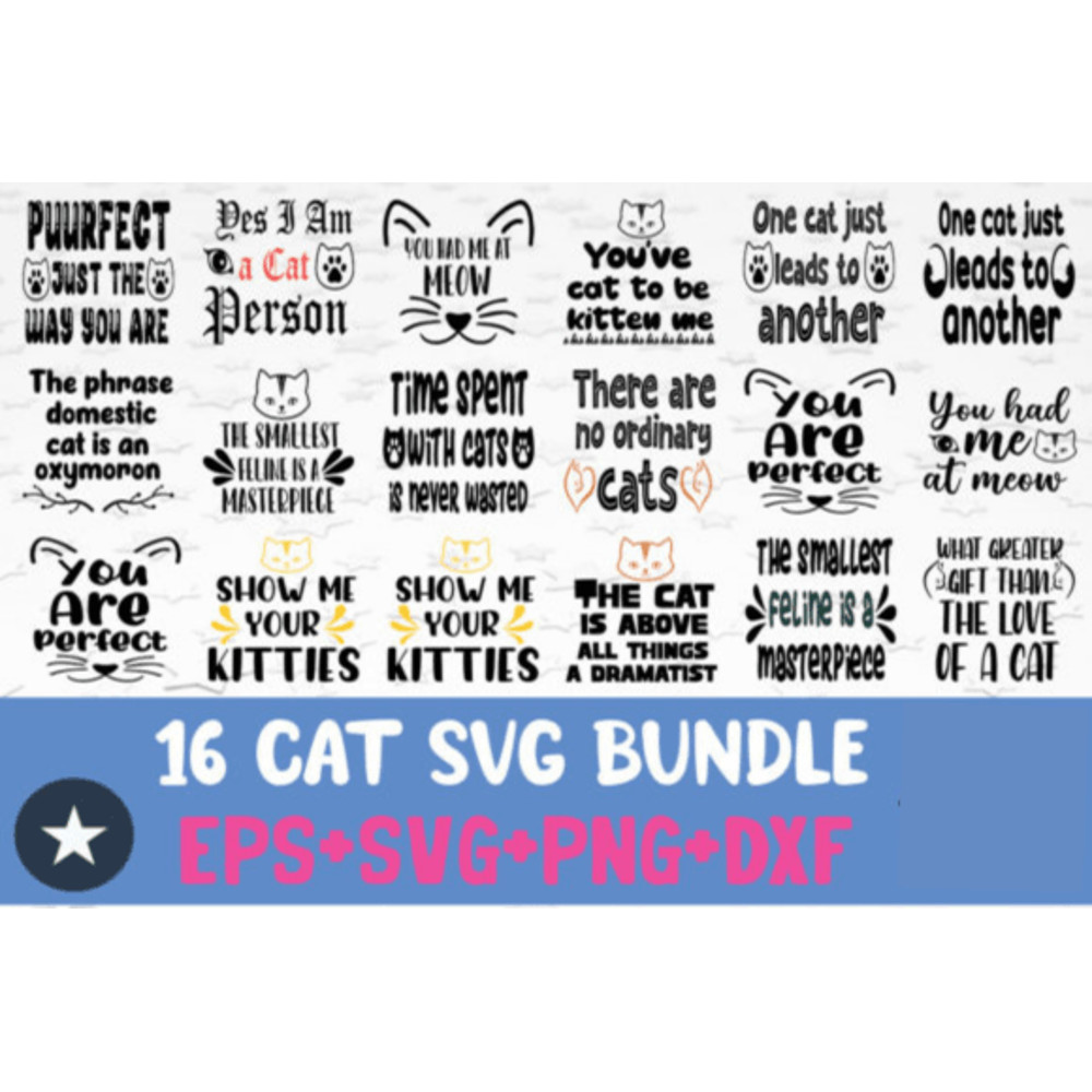20 Cat SVG Bundle PNG Cutting Print Read Graphics 0