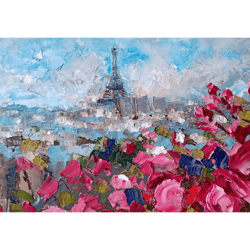 paris art canvas art print oil painting eiffel tower art paris wall art paris view magnolia tree art