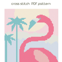 Flamingo cross stitch, Animal cross stitch pattern, Easy cross stitch. Kids cross stitch. PDF Pattern /17/