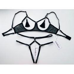 Frame Tassel Lingerie set, Black lingerie, Erotic lingerie, Sexy lingerie, Gift lingerie, Frame lingerie, BDSM lingerie