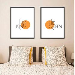 bedroom prints set his queen her king couples bedroom art bedroom quote print above bed wall art bedroom decor poster