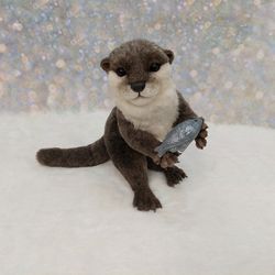 realistic toy . plush realistic toy . stuffed animal  otter . art doll animal . MADE TO ORDER