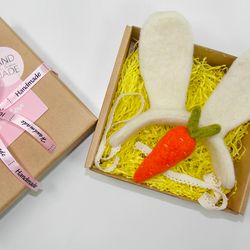 Headband wich ears bunny, Felt carrot, Set photography newborn, Costume bunny newborn