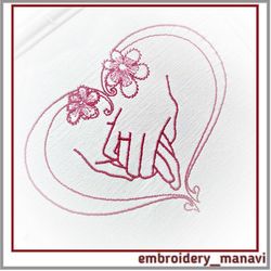 Machine embroidery design Heart "Interlacing of hands"