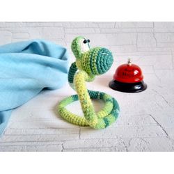 Snake Crochet Animals, Snake for Jungle Nursery, Crochet Forest Green Animal