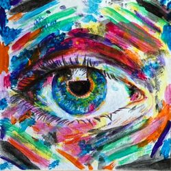 Original acrylic painting Eye pop art