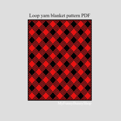 loop yarn finger knitted buffalo plaid blanket pattern pdf download