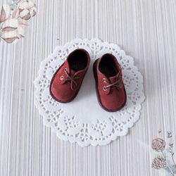 boots for paola reina doll, leather shoes for 13" dolls burgundy color,  genuine leather doll footwear, doll accessories